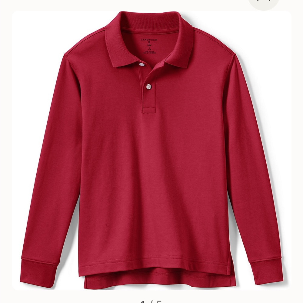 Lands' End Kids' Red Long Sleeve Polo